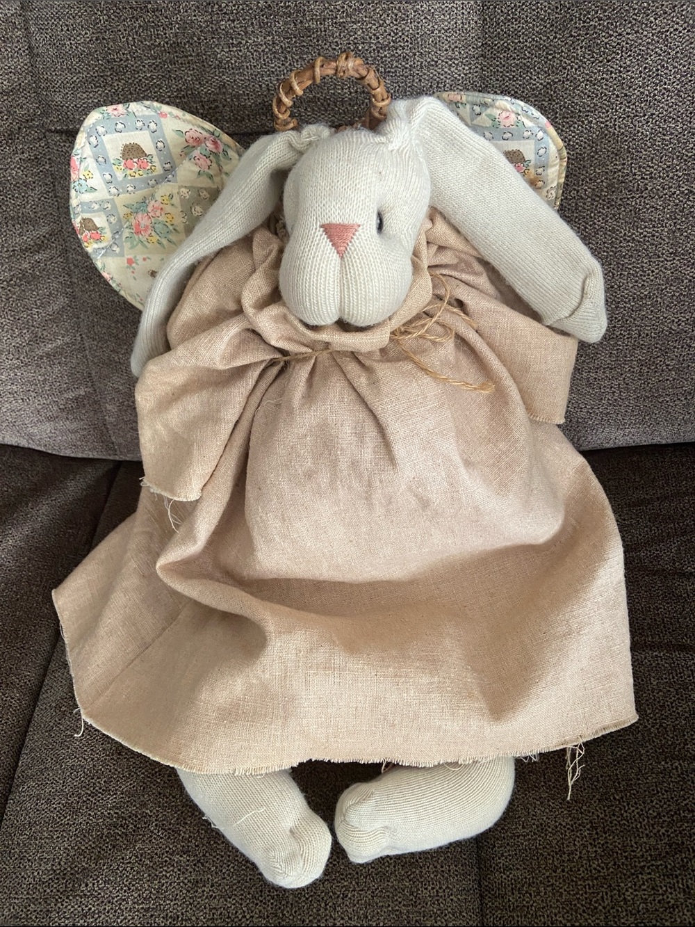 Handmade Beige Bunny Decorative Doll - Neutral Home Accent